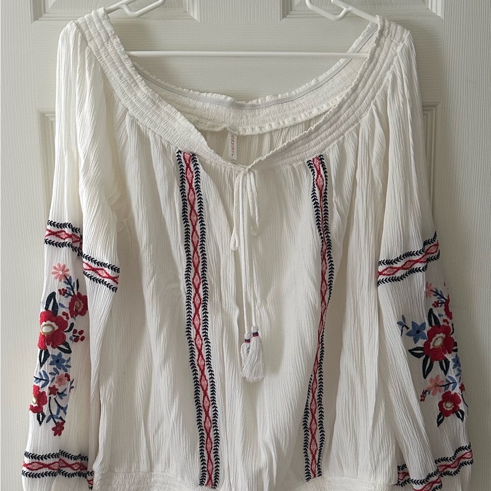 Embroidered White Boho Top